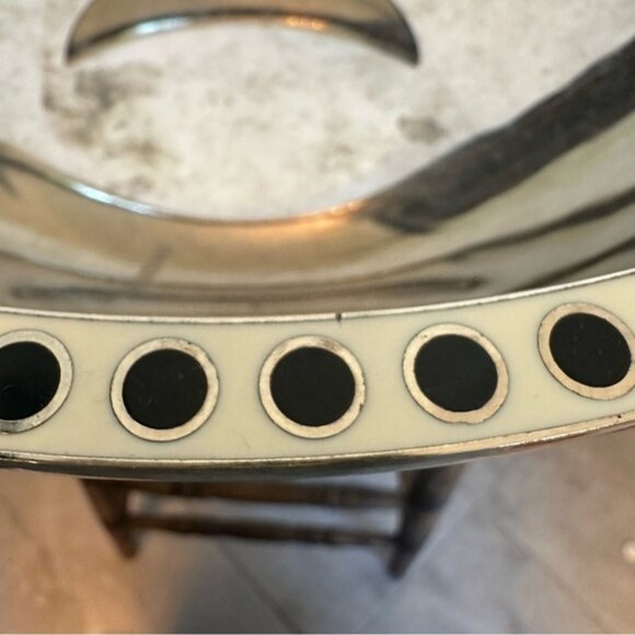 SOLD Kate Spade x Lenox Large Salad Bowl and Serving Utensils Silver Black White - Picture 8 of 16